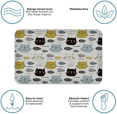 GelPro Designer Cushioned Anti-Fatigue Comfort Floor Mat, Padded Stain-Resistant, Waterproof, Non-Slip Comfort Padded Desk/Office Mat, 20 x 32, Leo Grey Fish