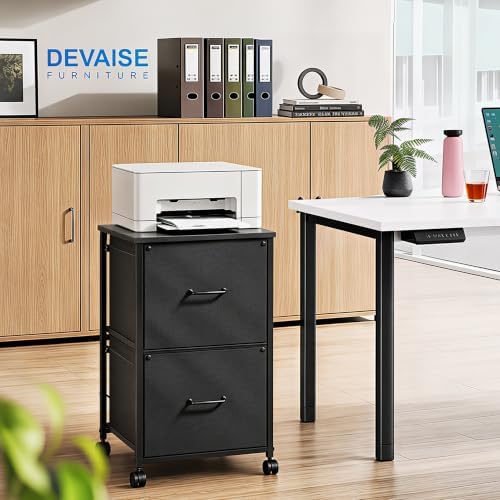 DEVAISE 2 Drawer Mobile File Cabinet, Rolling Printer Stand