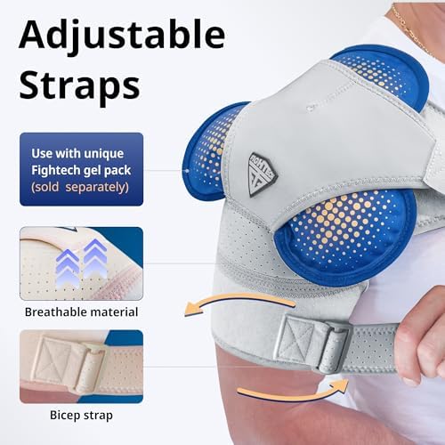 FIGHTECH Rotator Cuff Shoulder Brace for Men and Women - 2 Sizes - Shoulder Support - Pain Relief - Gray - Large - Fits Most Men - Bicep 12-17"