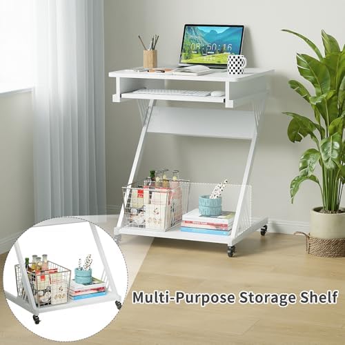 Zenira 24-Inch Small Computer Desk, Corner Desk with Wheels