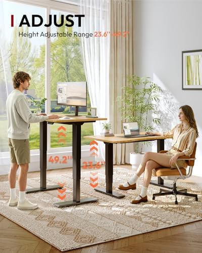 SANODESK Solid Bamboo Dual Motor Standing Desk, 220 lbs, 48×24