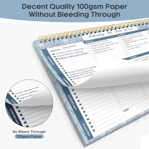 Taja Weekly To Do List Notepad, Undated Weekly Planner Pad, 8.5" x 11"