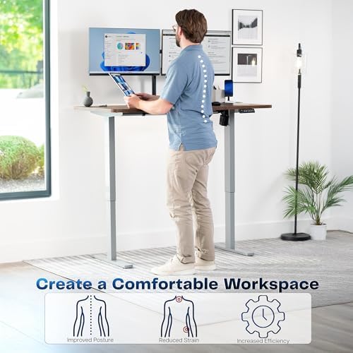 VIVO Rustic Vintage Brown 55 x 28 in Standing Desk, DESK-KIT-1G55N