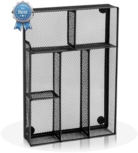 Desk Drawer Organizer, Office Drawer Divider Organizer Tray with 6 Compartments, Metal Mesh Desktop Organization and Accessories for Stationery Makeup Kitchen Toolroom School ＆Office, 12.6x8.27x1.6 in