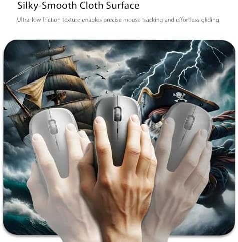 Funny Pirate Cat Ocean Adventure Mouse Pad, Ship Sailing Desk Mat
