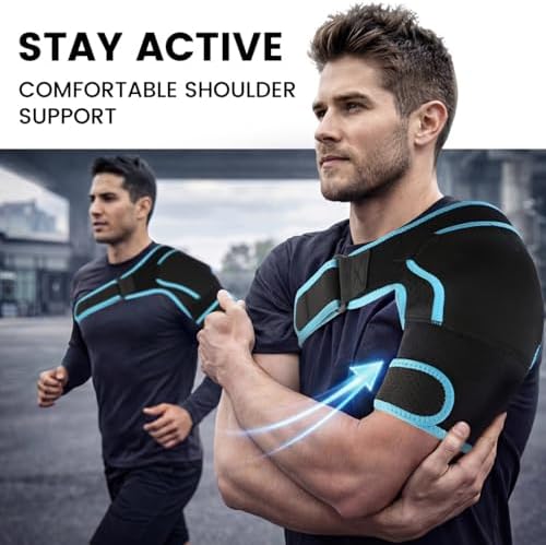Shoulder Brace with Reusable Hot Cold Gel Pack, Rotator Cuff Support, S