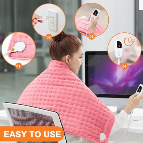 Heating Pad,Electric Heating Pads,Heating Pad for Back,Pink,40x20 Inch