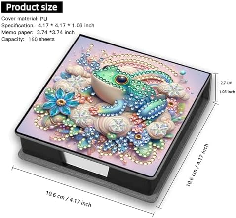 Frog Diamond Painting Note Box Memo Pad Holder,Animal Diamond Art Sticky Notes Organizer for Desk, Aesthetic Stationery Storage Case for Office,School Supplies (Frog)