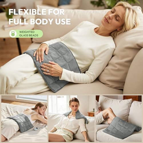 GOTCOZY Heating Pad 12"x24" for Back Pain Relief & Cramps(Light Gray)