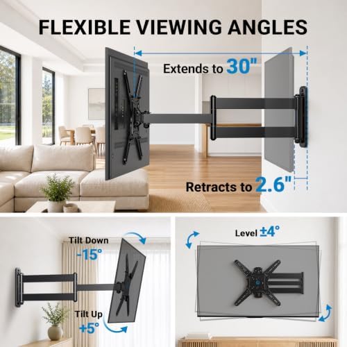 Pipishell 30" Long Arm TV Wall Mount for 32–65" TVs, Max VESA 400x400mm