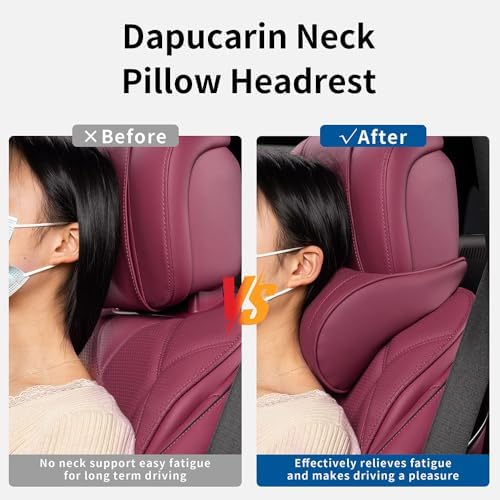 Seat Headrest Car Neck Pillow for Driving Memory Foam Red, 1 Pack