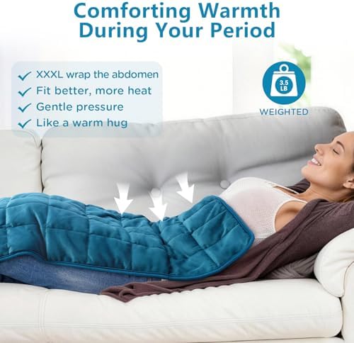 Comfytemp Weighted Heating Pad for Back & Period, FSA Eligible, 17x33, Blue
