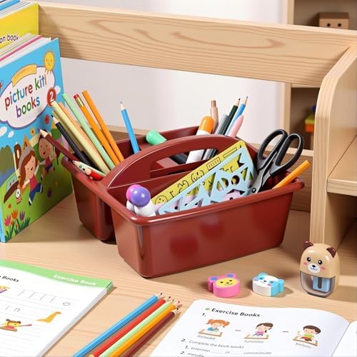 Kathfly 4 Pack Classroom Caddy Organizer with Handle Bulk, Deep Color