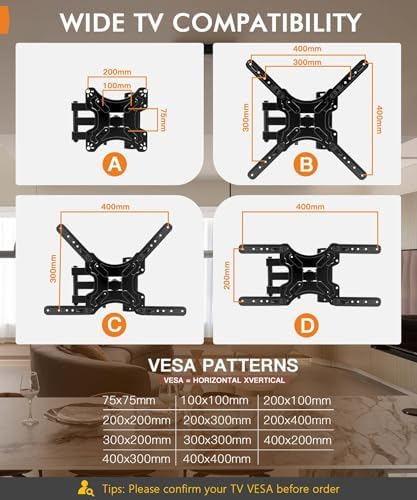 Full Motion Corner TV Wall Mount for 26-55 Inch TVs