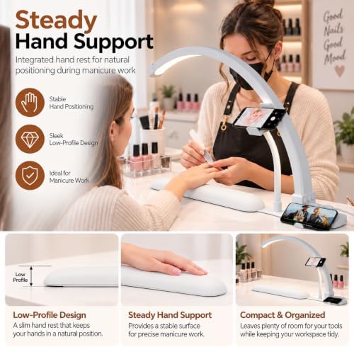 Half Moon Light for Nail Desk with Hand Rest, 2520LM, Memory Function