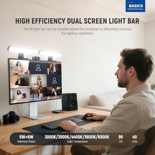 NEEWER Basics 12W Dual Monitor Light Bar with Stands for Home Office, L10
