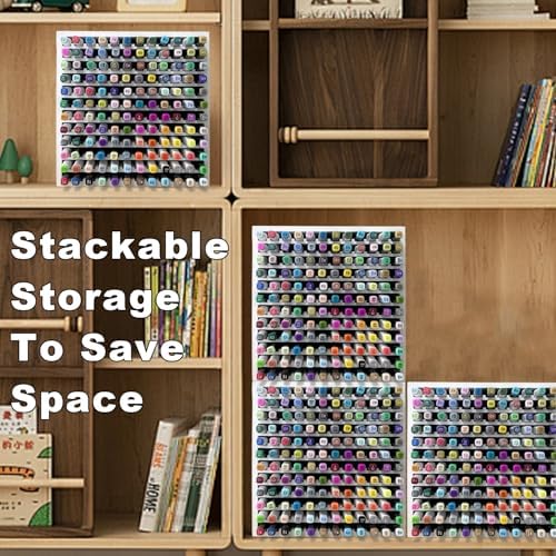MinBoo Bamboo Art Supply Storage Rack - Wooden Marker Organizer for 144 Markers, Pens, Colored Pencils, Paint Brushes (White)