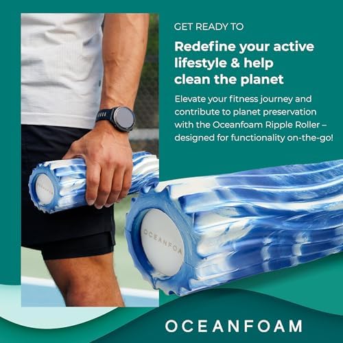 Oceanfoam Ripple Small Foam Roller for Physical Therapy (Royal Marbled)