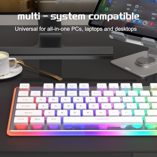 Camiysn Gaming Creamy Keyboard and Mouse, White 104 Keys RGB and 6 Speed RGB Mouse Combo, Pudding Keycaps Silent Computer Keyboard for Computer/PC/Laptop/Mac/Windows/Office