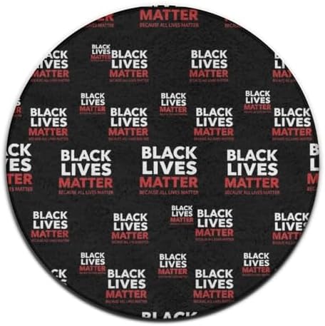 Men's Large Home Decor Mat, Soft Round Yoga Carpet, Non Slip Machine Washable Home Office Circle Rug Black Lives Red, 24inch