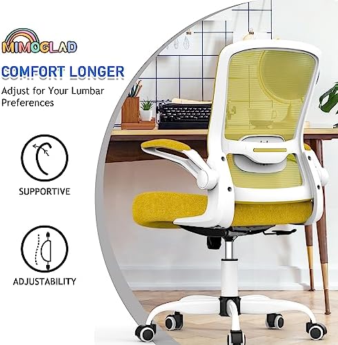 Mimoglad Ergonomic High Back Mesh Office Chair, Adjustable Lumbar Support, Thickened Seat Cushion (Modern, Jasmine)