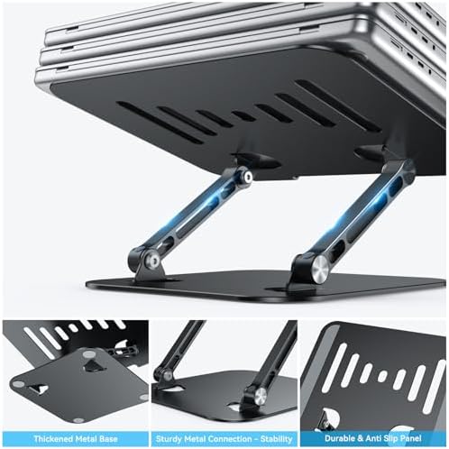 K&ZZ Adjustable Laptop Stand Riser Foldable Aluminum Laptop Stand for Desk