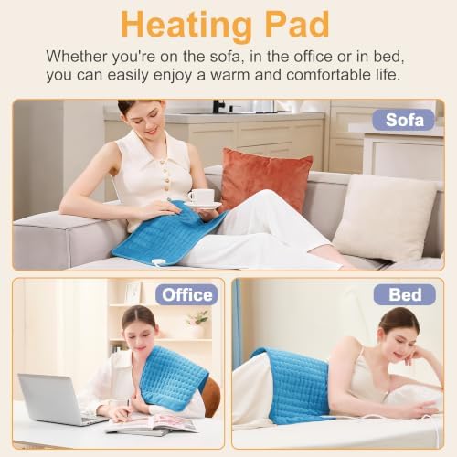 Heating Pad,Electric Heating Pads,Heating Pad for Back,Blue,24x12 Inch