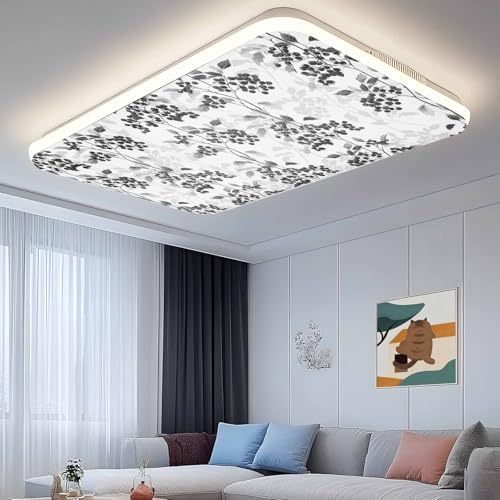 Black Grey Magnetic Fluorescent Light Covers for Ceiling Lights 2 x 4 Feet,Spring Modern Herb Flower Floral Plant Office Classroom Kitchen Drop Ceiling Light Covers Lighting Filters Shade 4 Packs