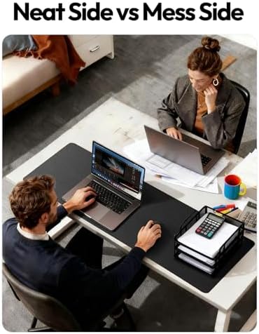 YSAGi Leather Office Desk Pad Protector, Large Mouse Pad, Non-Slip, PU Leather, Laptop Desk Blotter, Waterproof Writing Pad for Office and Home, Black, 23.6" x 13.8"