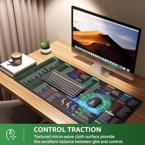 KTRIO Excel Shortcuts Mousepad, Desk Mat, 31.5 x 15.7 in, XXL