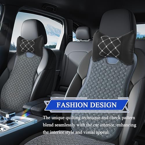 Wuyaoyao 2PCS Car Neck Pillow, Soft Breathable Headrest Pillow for Cars, Comfortable Auto Seat Neck Support Pillows, Vehicle Head Rest Cushion for Driving Fatigue Relief, Car Accessories (Black+White)