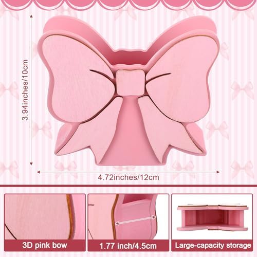 Tenceur Pink Bow Pen Holder for Desk Large Capacity Pencil Holder for Girls