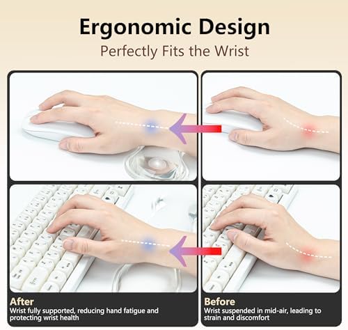 Gel Wrist Rest for Keyboard and Mouse - White Soft Ergonomic Silicone Wrist Rest, Clear Cute Desk Accessories for Gaming, Computer, Laptop