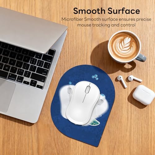 Contoured Oval Mouse Pad 6x8in Non-Slip for Laptop,Turtle