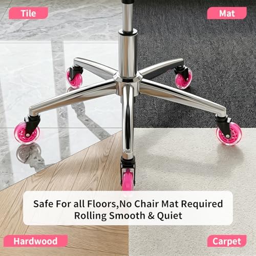 3" Office Chair Wheels (As Seen On PRC) Heavy Duty with Universal Grip Ring Stem(7/16" x7/8"),Replacement Rubber Chair Casters fits 98% Chairs for All Floors (Magenta)