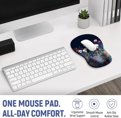 Ergonomic Mouse Pad with Wrist Rest, Gel Wrist Support, Cranes