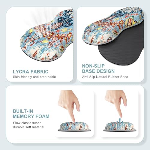 iLeadon Boho Desk Mat Set,Large Mouse Pad and Keyboard Wrist Rest,Blue