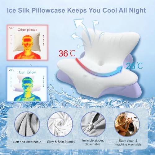 Cervical Neck Pillow for Pain Relief, Ergonomic Reading Pillow for Bed