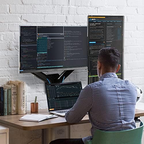 AVLT Dual 17"-32" Monitor Wall Mount fits Two Flat/Curved Computer Screen
