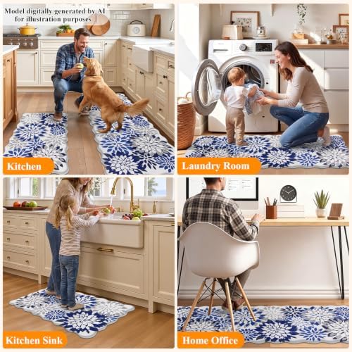 HEBE Anti Fatigue Kitchen Rugs Set of 3, Cushioned Kitchen Mats for Floor