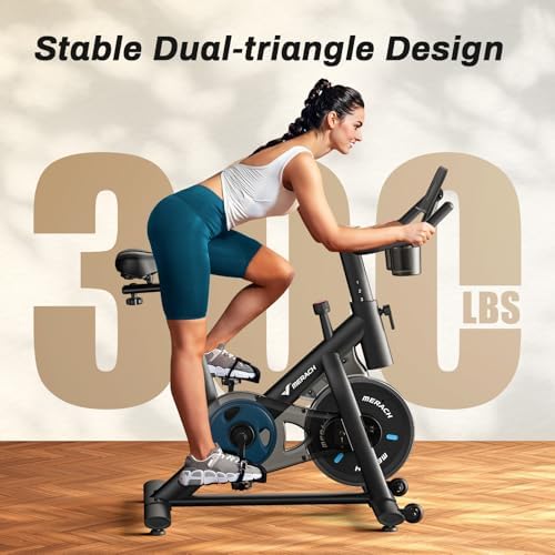 MERACH Exercise Bike, Magnetic Friction Stationary Bike for Home with APP