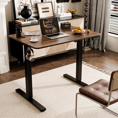 Small Standing Desk,35"x24" Height Adjustable Sit-Stand Home Office, Brown