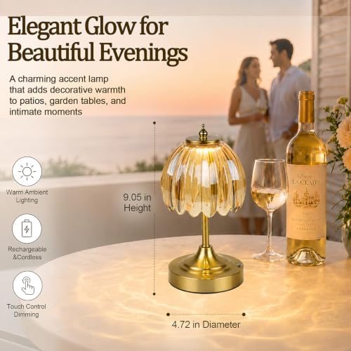 Upgrade Mini Tulip Cordless Table Lamp, Home Décor-Amber