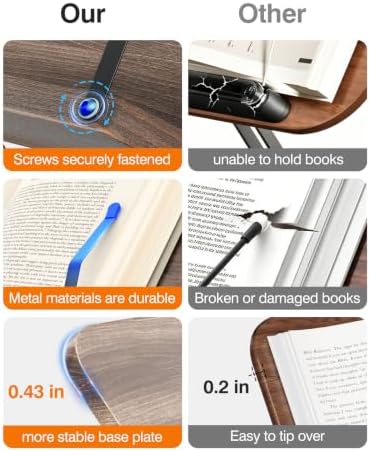 Tounee Adjustable Book Stand with 360° Swivel Base,Bright Silver