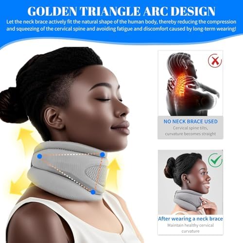 Neck Brace, Neck Braces for Neck Pain and Support, Adjustable Cervical Collar Keep Vertebrae Stable and Aligned, Relief of Cervical Spine Pressure for Sleeping