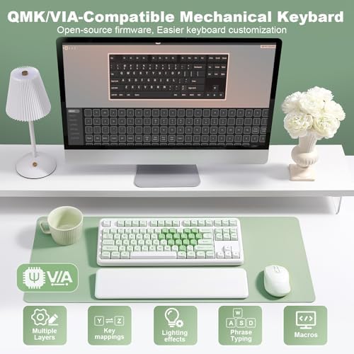 YUNZII B87 TKL Wireless Mechanical Keyboard (Matcha Heart,Cocoa V2 Switch)