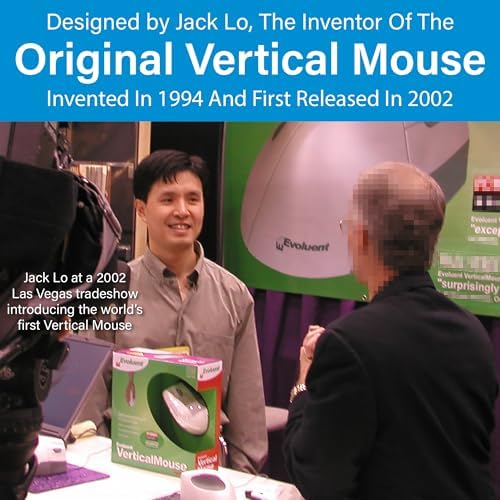Evoluent – Inventor of The Vertical Mouse – VMDL Ergonomic Vertical Mouse Right Hand Large Wired USB, Sculpted for Comfort, Reduces Wrist Strain, 4 Speeds, 6 Customizable Buttons in Windows