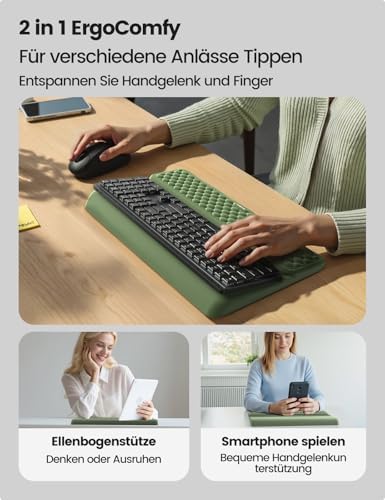 Vaydeer Wrist Rest with Keyboard Stand, Computer Wrist Support Pad, Ergonomic Keyboard Riser Holder Lifter Tray with Wrist Pad, Memory Foam Desk Cushion, Palm Hand Typing for Office Home School-Pink