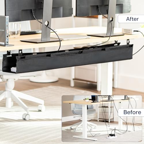 VIVO Black Screw-on 47 in Fabric Cable Management Tray, DESK-AC47F-S