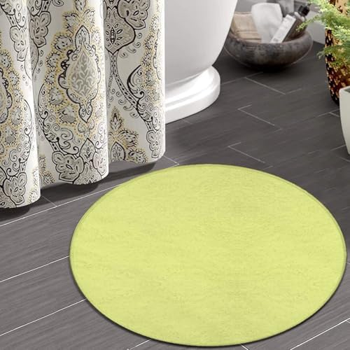 Home Decor Non Slip Kitchen Office Circle Rug, Machine Washable Modern Round Area Rug, Room Sofa Yoga Soft Round Carpet Yellow, 36inch